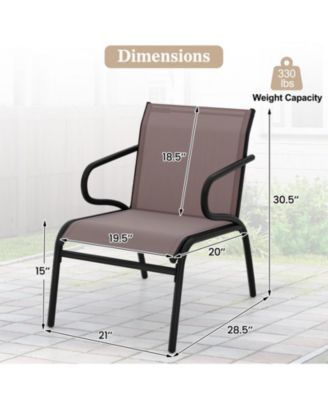 Modern Outdoor Patio Chairs Set of 2 with Breathable Fabric and Metal Frame