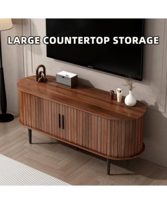 47 Inches Modern TV Stand with Sliding Door and Storage Compartment