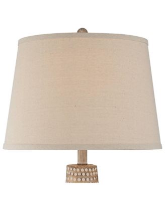 Glenn Farmhouse Table Lamps Set of 2 with Round Risers 28 1/2" Tall Dappled Sandy Oatmeal Fabric Drum Shade for Bedroom Home