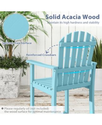 Tall Acacia Wood Adirondack Chair with Armrests and Built-In Footrest