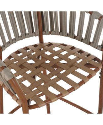 Lodi Outdoor Metal Rope Barstool with Cushion, Patio Bar Chair Set of 2