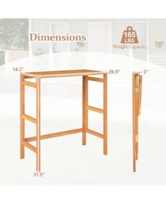 Foldable Acacia Wood Outdoor Bar Table with Slatted Top and Footrest