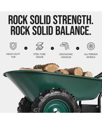 Heavy Duty Dual-Wheel Wheelbarrow Garden Cart w/Built in Stand, 500lb Capacity, Extra Large Wheels