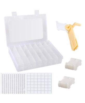 Embroidery Floss Organizer Storage Box Bobbin Winder 24 Compartments 40 Plastic Bobbins Stickers Craft DIY Sewing