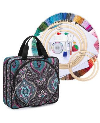 Embroidery Kit Project Bag Portable Craft Carry Case Starter Supplies Storage Cross Beginners Adults Totem