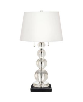 Modern Table Lamp 26 1/2" High Square  Marble Riser Crystal Spheres Drum Shade for Bedroom Living Room