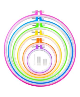 Embroidery Hoops Plastic Cross Hoop Ring Set 6 Pieces 15 Rings 3.4-10.4 Inch Multicolor