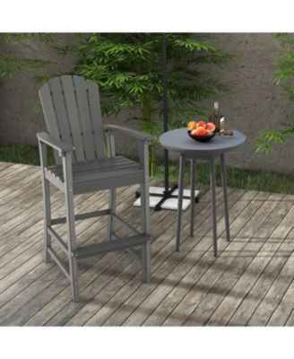  Outdoor Counter Height HDPE Bar Stool with Arms and Footrest