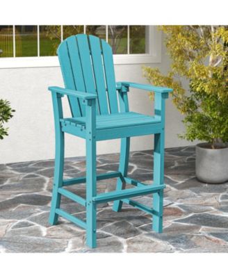 Outdoor Counter Height HDPE Bar Stool with Arms and Footrest