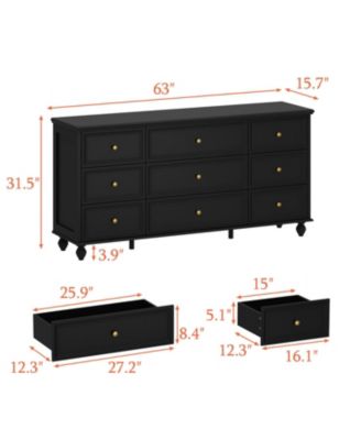 Wooden 9-Drawer Chest of Drawers Dresser