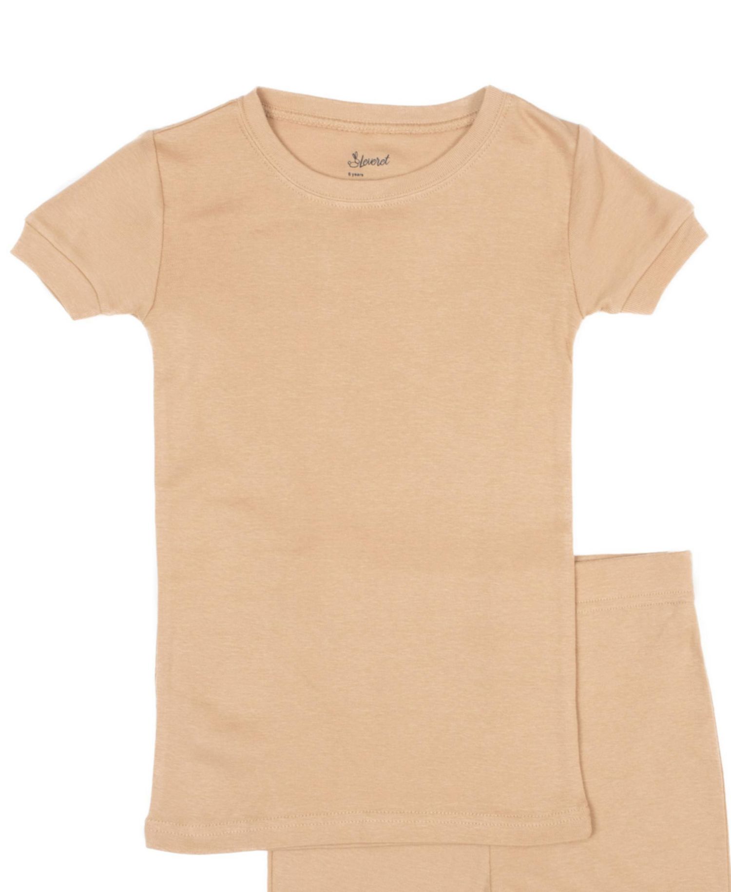 Kids Matching Family Two Piece Cotton Short Sleeve Shirt and Shorts Solid Color Pajamas 6-14