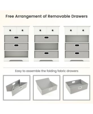 4-Drawer Storage Dresser with Open Shelves Modern Design