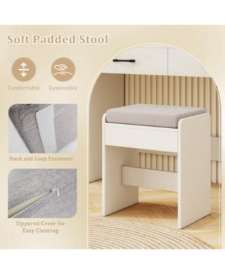 Vanity Set with Lighted Mirror Stool and Power Outlet