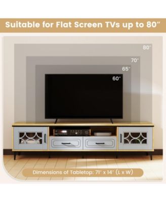 Farmhouse TV Stand for TVs up to 80 in with Two Drawers