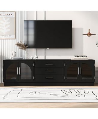 Symmetrical TV Stand for TVs Up to 75 Media Console with 3 Drawers and Adjustable Shelves for Living Room