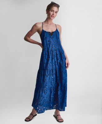 Women's Tiered Eyelet Maxi Dress Swim Cover-Up