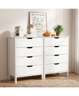 4-Drawer Nightstand Dresser Solid Wood with Anti-Tip Device
