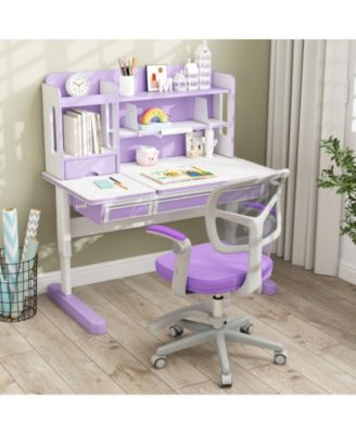 Adjustable Children Desk Chair with Y-Shaped Lumbar Support and Footrest