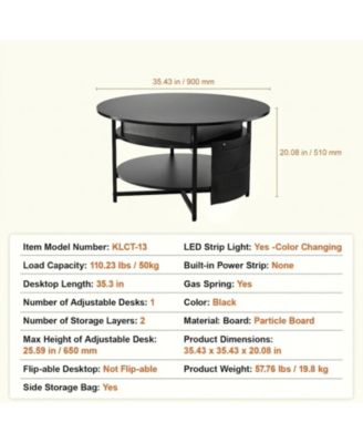 Lift Top Coffee Table, 35.3 in Round, with Extra Storage for Living Room