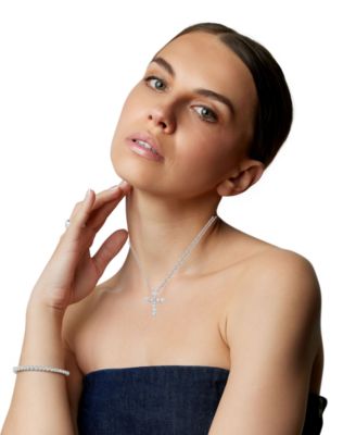 Diamond Cross 16"-18" Pendant Necklace (1/2 ct. t.w.) in 14k White Gold or 14K Gold