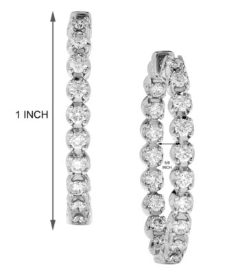Diamond (1-1/2 ct. t.w.) Inside-Out Oval Medium Hoop Earrings in 14k White or Yellow Gold