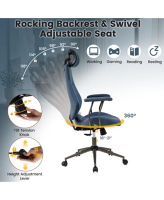 Ergonomic High-Back Office Chair with 2D Headrest and Rocking Backrest