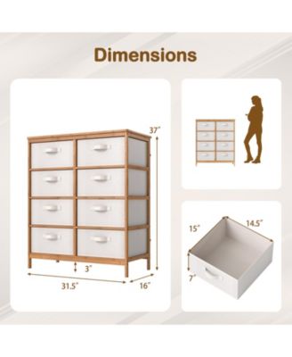 8 Drawer Bedroom Dresser with Removable Fabric Storage Bins