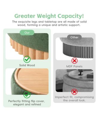 29" Round Storage Ottoman - Modern Coffee Table with Reversible Lid, Wood Frame, Chenille Fabric Footrest for Living Room