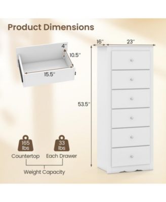 6-Drawer Tall Chest Dresser for Bedroom Storage
