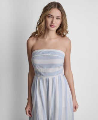dkny blue dress macys DKNY Women's Bubble Sleeve Scuba Crepe Ruched Sheath Dress - Spring Navy