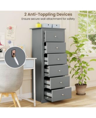 6-Drawer Tall Chest Dresser for Bedroom Storage