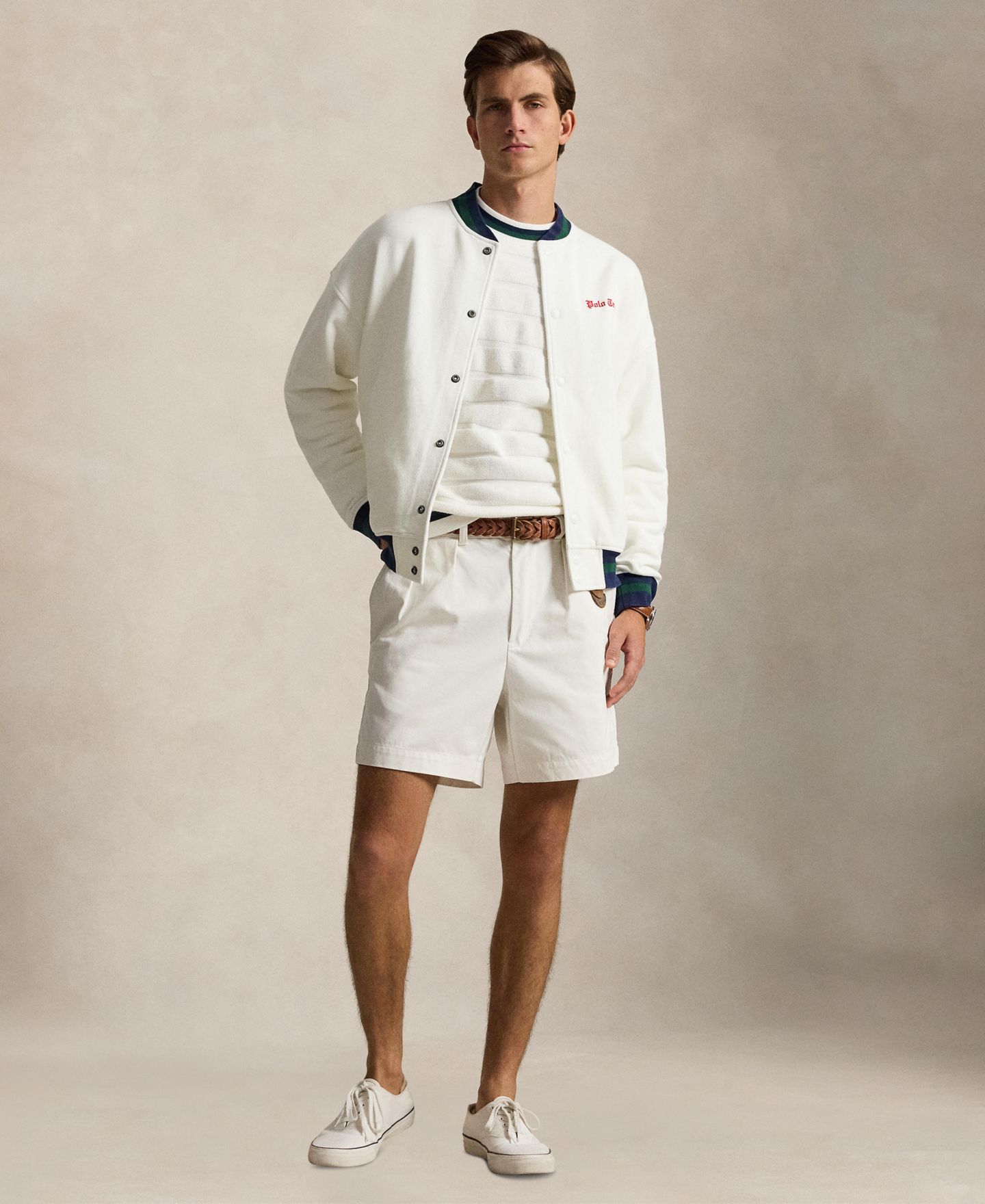 Мужская куртка Polo Ralph Lauren Relaxed Fit Fleece Baseball, цвет: Белый — фото 2