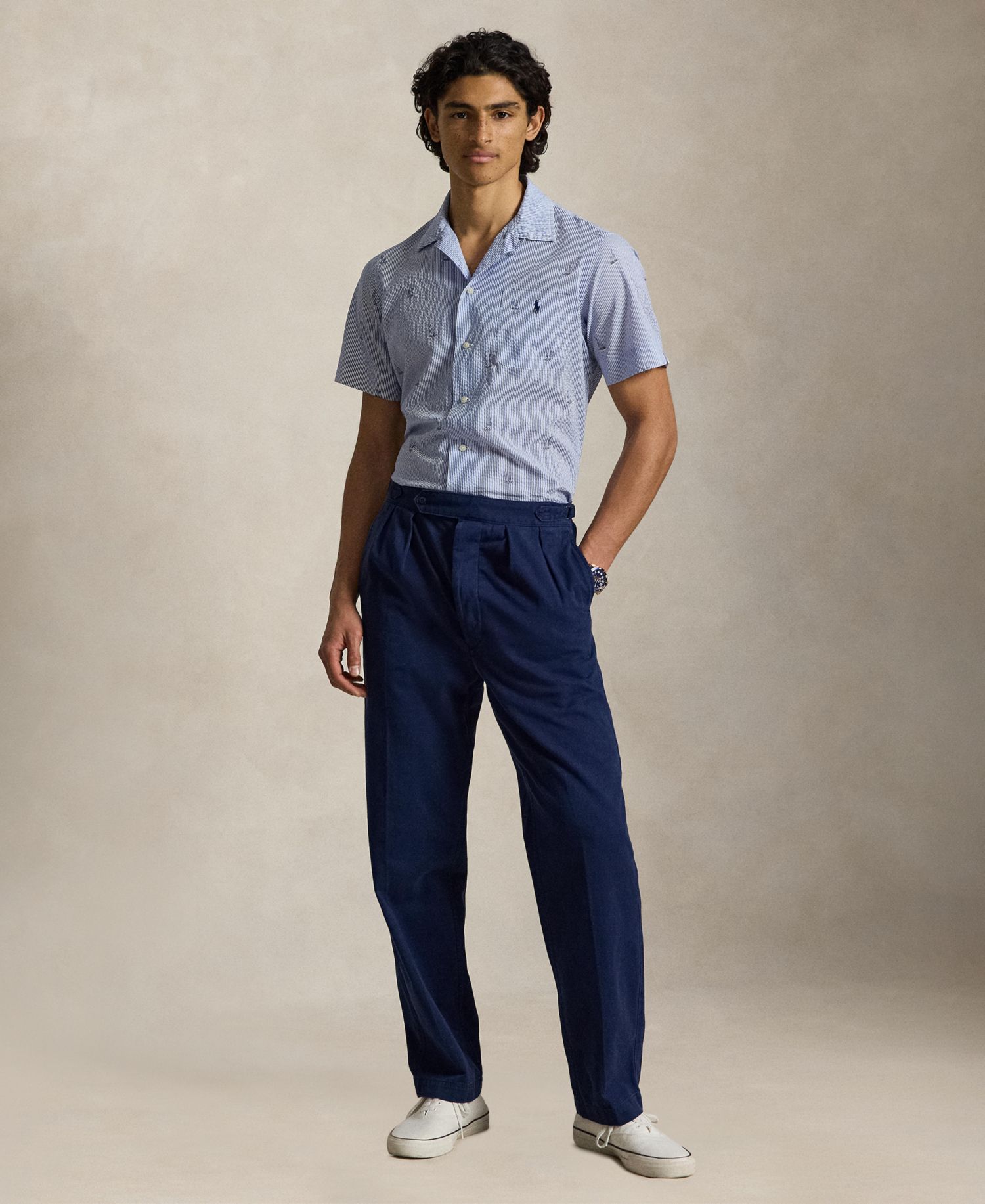 Men's Classic-Fit Sailboat Seersucker Shirt