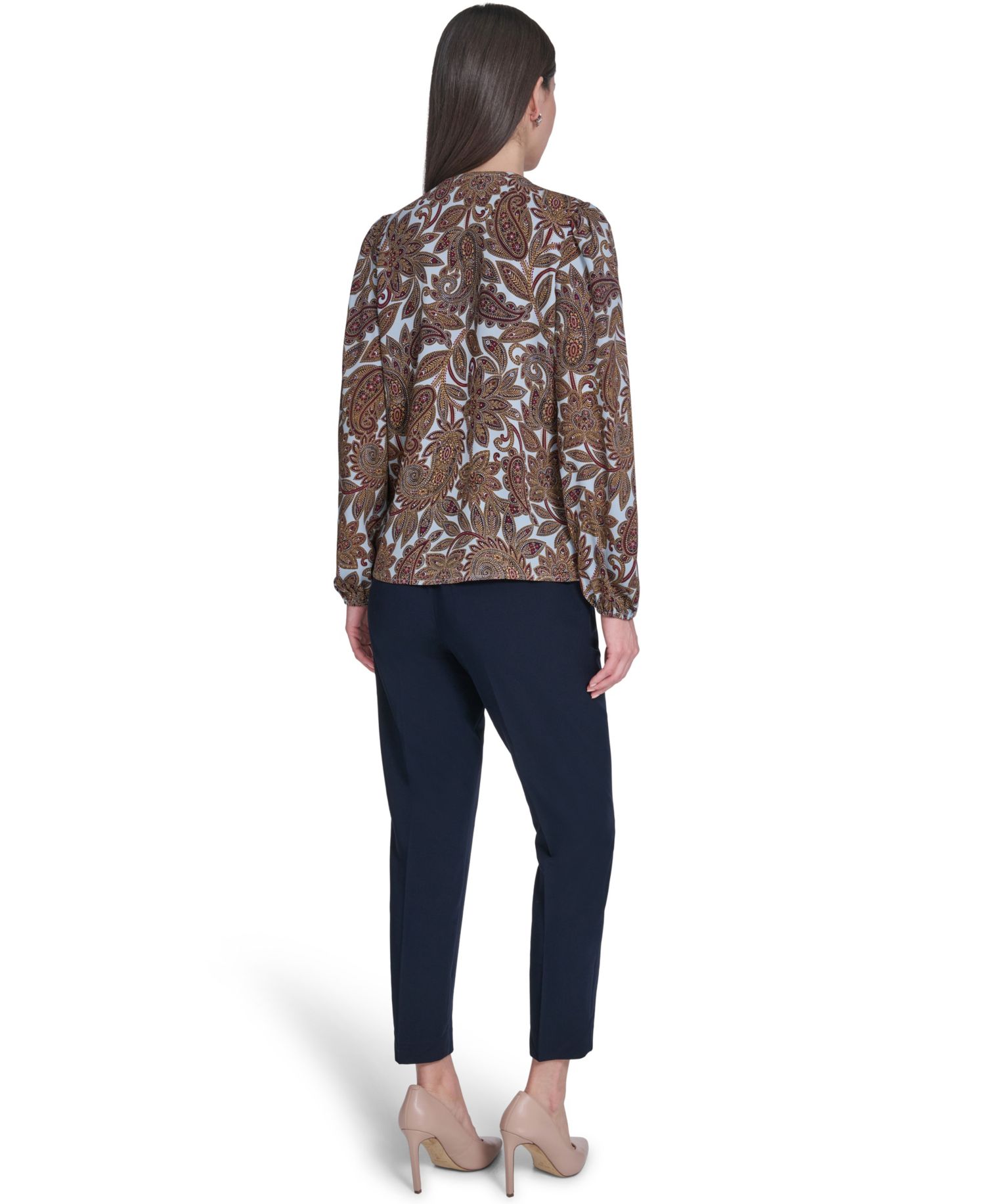 Women's V-Neck Long-Sleeve Ruffle Blouse
