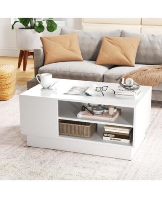 2 Tier Coffee Table with Open Storage Shelves