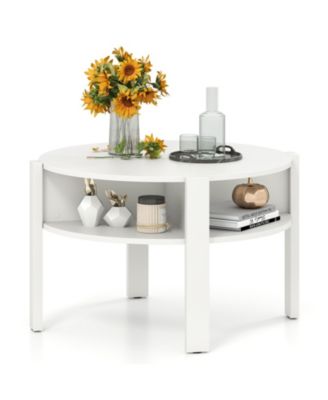 Round Coffee Table Storage Shelves for Small Space