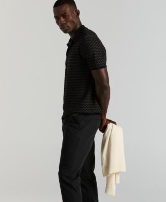 Men's Geo Jacquard Short Sleeve Polo Sweater