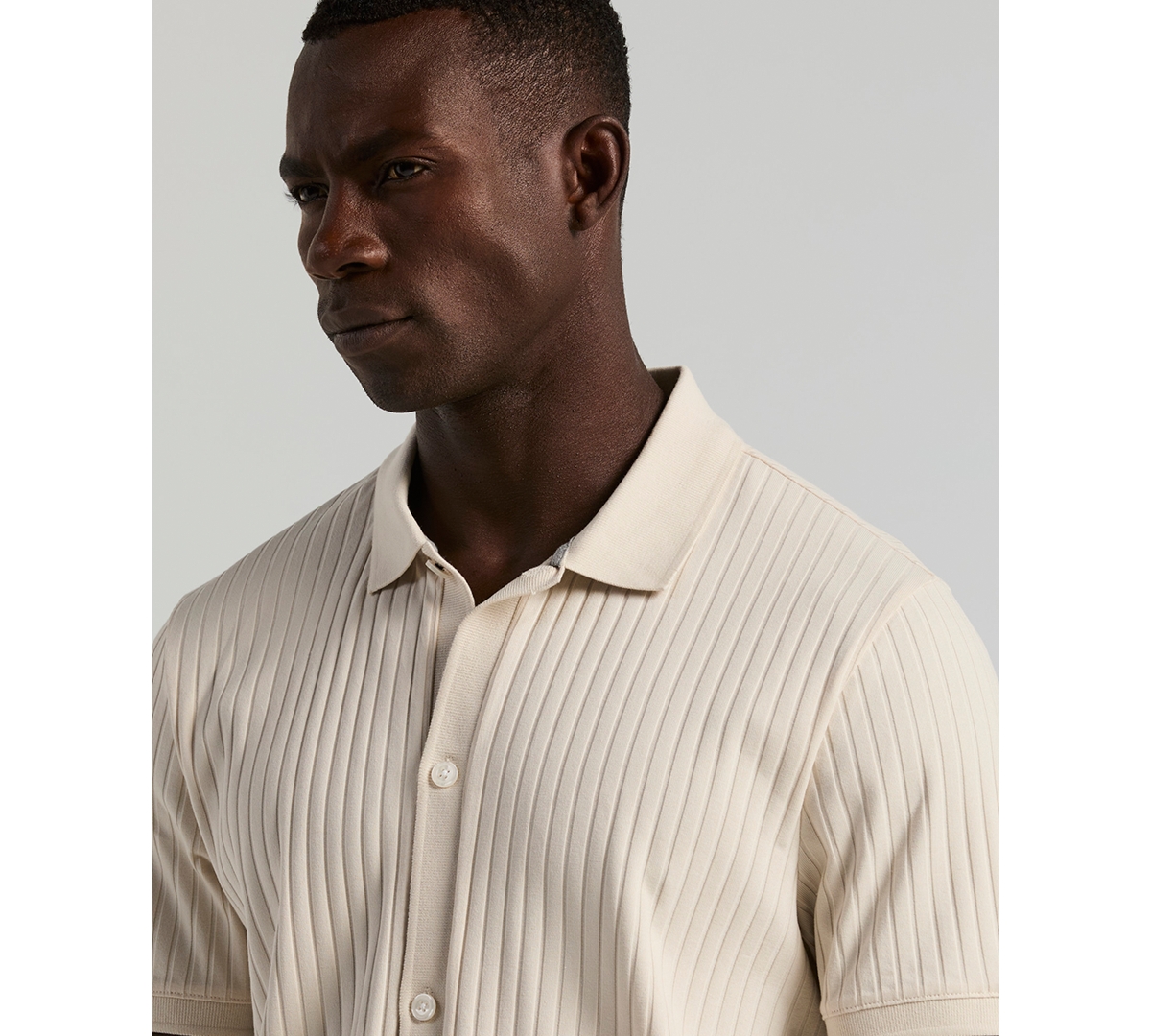 Perry Ellis Men's Vertical Rib Button Front Shirt