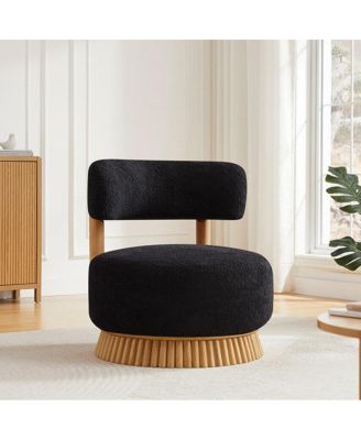 Accent Chair Wide Armless Lounge Chair with Wood Base 1PC