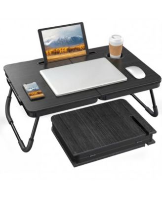 17" Foldable Laptop Bed Desk Tray Table Cup Holder