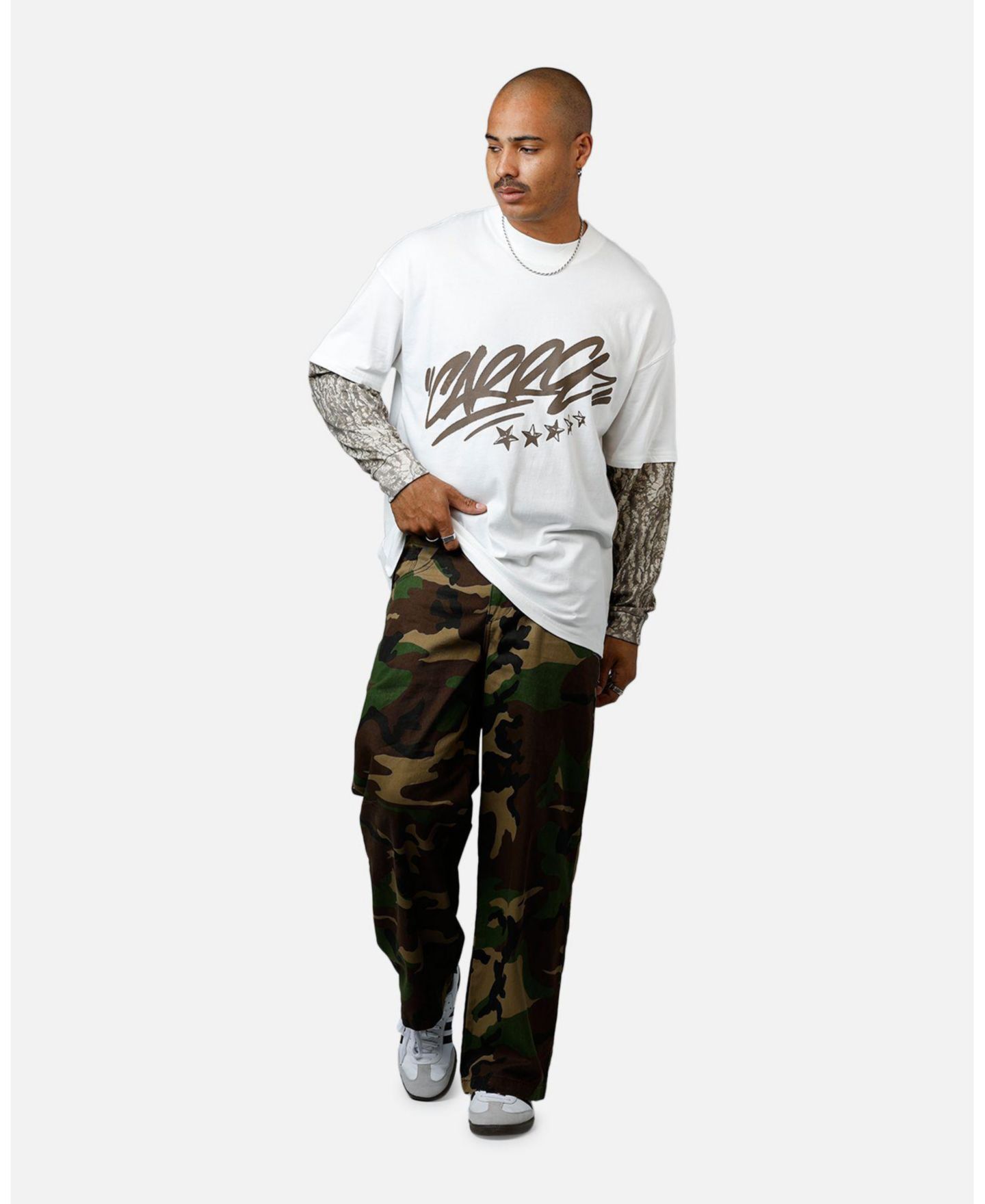 Мужская футболка CARRE Graffiti Layered Long Sleeve, цвет: Белый — фото 3