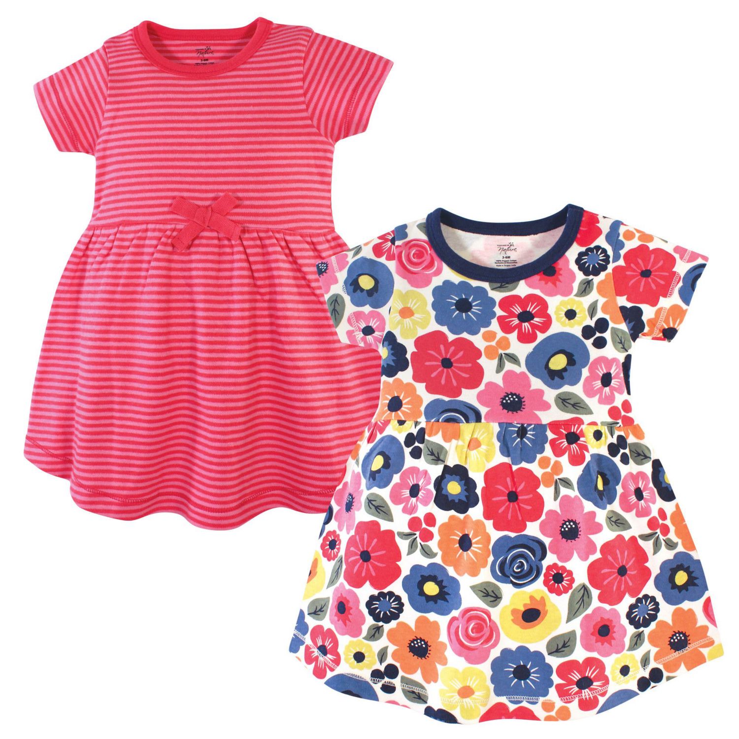 Little Girls Natural Cotton Dresses Featuring Both Short and Long Sleeves