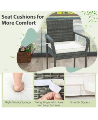 Patio Wicker Bar Stools with Armrests and Cushions Set of Two