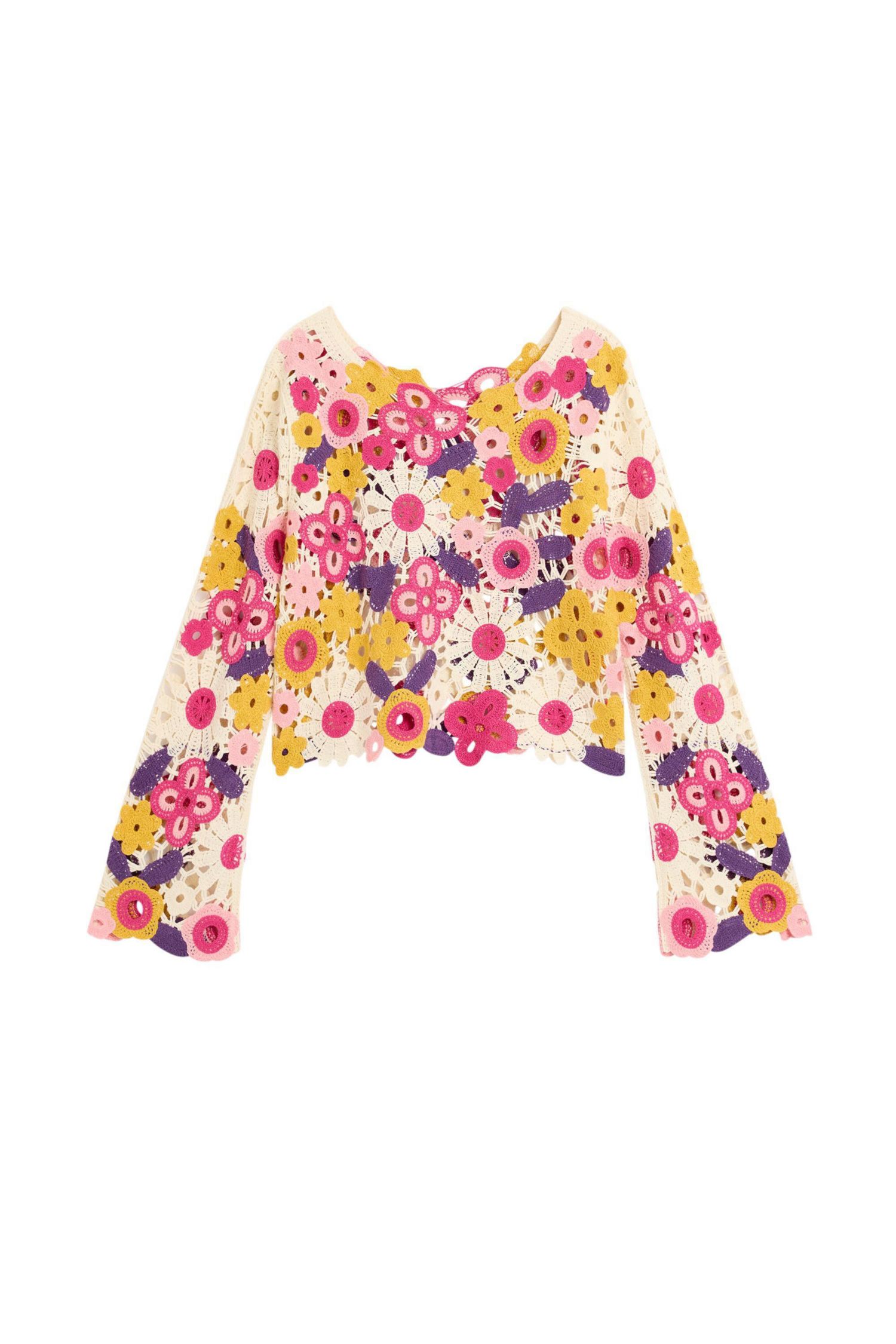 Women's Multicolor Crochet Sweater
