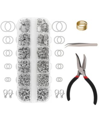 1200pcs Jump Rings Necklace Repair Kit Tools Pliers Tweezers Lobster Clasps Crafts Key Chains