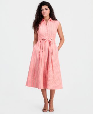 Women's Button-Front Sleeveless Midi Dress