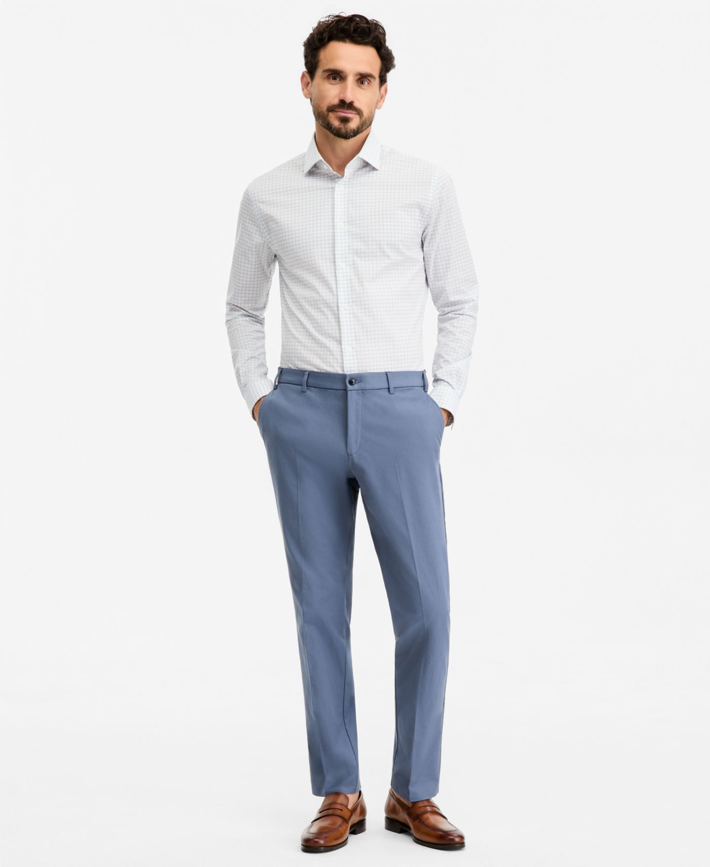 Мужские брюки Michael Kors Classic Fit Performance Fall Dress Pants, цвет: Пепельный светлый синий — фото 1