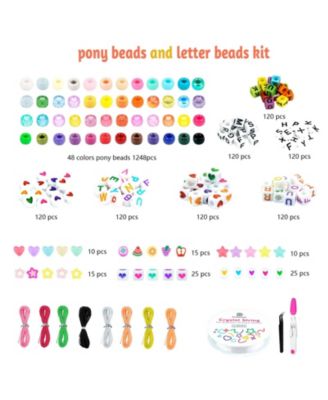 1250pcs Friendship Bracelet Kit Pony Kandi Beads Nylon Thread Diy Craft