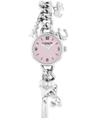 Women's Iris Silver Tone Stainless Steel Charm Bracelet Watch, 22.5mm