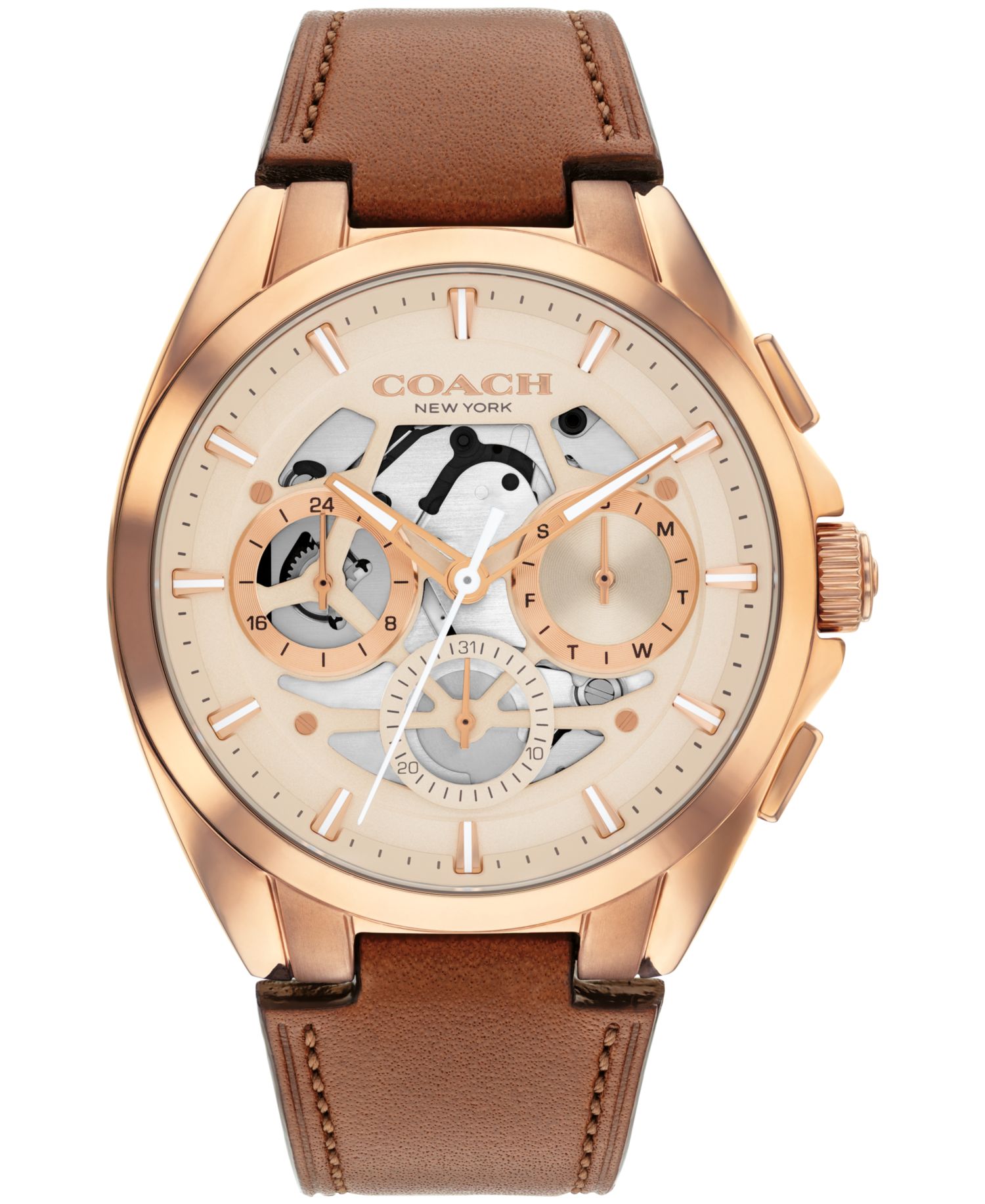 Men's Jackson Saddle Leather Strap Watch 41.5mm